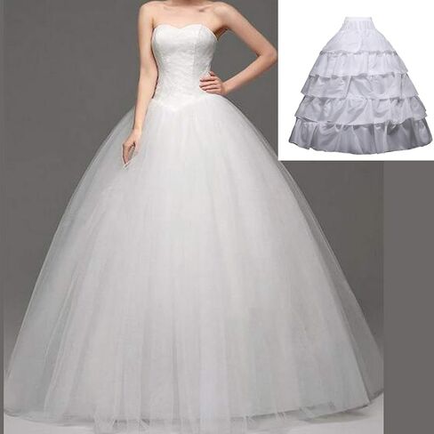 تنورة نسائية من Lanbaodress مكونة من 4 حلقات و5 كشكشة لحفلات الزفاف وتنورة داخلية (أبيض، أحمر، أسود). in Kuwait