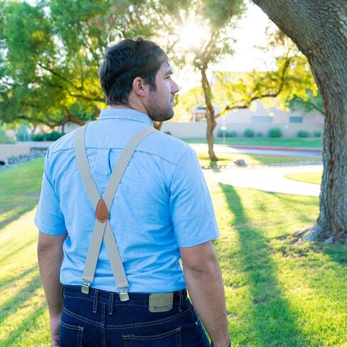Bioterti Men’s Heavy Duty X- Back Suspenders-Adjustable Size, Long & Elastic Braces in Kuwait