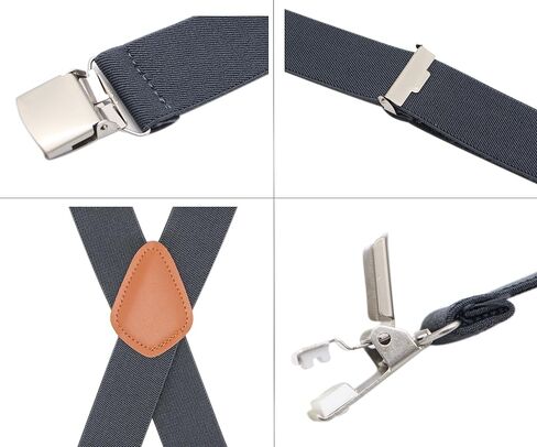 Bioterti Men’s Heavy Duty X- Back Suspenders-Adjustable Size, Long & Elastic Braces in Kuwait