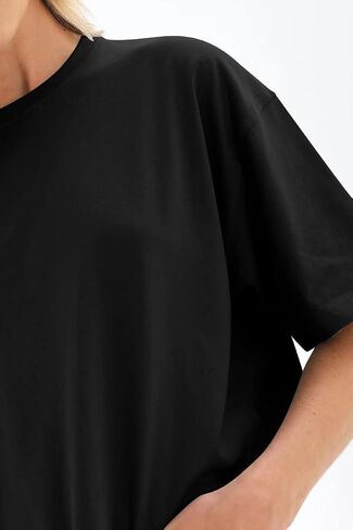 العصرية الملكة المرأة المتضخم تي شيرت فضفاضة تناسب القطن Crewneck قصيرة الأكمام بلايز الصيف بلوزة غير رسمية 2023 Y2K الأساسية المحملة in Kuwait