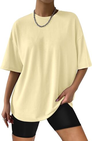 العصرية الملكة المرأة المتضخم تي شيرت فضفاضة تناسب القطن Crewneck قصيرة الأكمام بلايز الصيف بلوزة غير رسمية 2023 Y2K الأساسية المحملة in Kuwait