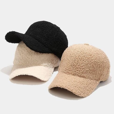 Women Winter Baseball Cap Faux Lamb Wool Warm Baseball Cap Outdoor Travel in Saudi Arabia