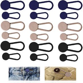 18 قطعة موسع أزرار البنطلون، موسعات الخصر للسراويل للرجال والنساء، موسعات عروة مرنة للسراويل والجينز والسراويل (3 ألوان) in Kuwait