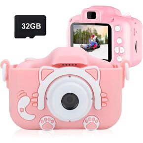 COKUTA Kids Camera for Girls, 1080P HD Toddlers Digital Video Record Camera for Birthday with 32GB SD Card, 2 Inch IPS Screen Toy Cameras for 3 4 5 6 7 8 9 Years Olds, Pink in Saudi Arabia