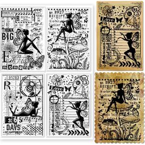 GLOBLELAND Vintage Fairy Leaves Clear Stamps for Cards Making Retro Text Background Silicone Clear Stamp Seals 8.3x11.7inch Transparent Stamps for DIY Scrapbooking Photo Album Journal Home Decoration in Saudi Arabia