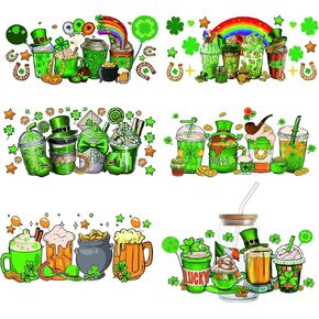 Uv Dtf Cup Wrap,9Sheets St. Patrick's Day Stickers for Glass Cups Uv Dtf Rub On Transfers for Crafts Vintage Uv Dtf Cup Wrap Transfer Cup Stickers Decals Waterproof Glass Stickers for Cups