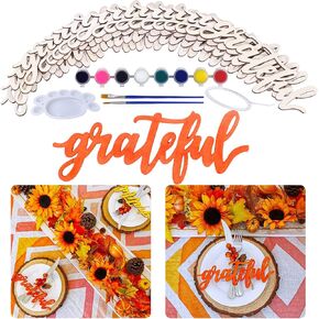 20 قطعة من لافتات خشبية بعبارة Grateful Word، مجموعة الحرف اليدوية غير المكتملة من الخشب غير المكتمل قصاصات Grateful Letter Script لافتة خشبية للطاولة المطبخ ريفي مزرعة فن الجدار ديكور عيد الشكر in Kuwait