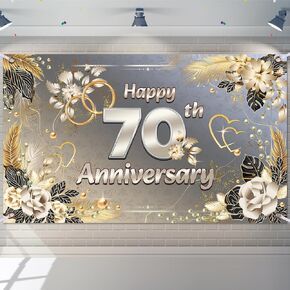 Bing-Haoze 70th Birthday Party Banner -Silver Birthday Decorations Party Supplies Perfect Decoration for Fun Celebrations！70.8x43.3 Inch（Silver） in Kuwait