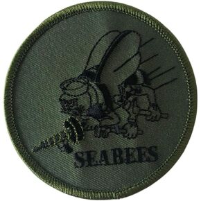 رقعة مطرزة بالبحرية الأمريكية USN Seabees، مع لاصق حديدي (الغابات الخافتة/الأخضر)