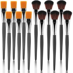 12 قطعة من فرش الممسحة للرسم الاكريليك، فرش مزج بيضاوية 1 انش لطلاء الاكريليك، فرش طلاء الوجه بمقبض خشبي للرسم على الوجه والجسم والالوان المائية in Kuwait