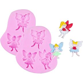 HengKe 2 قطع صغيرة زهرة الجنية الملاك فتاة سيليكون العفن الجنية الفوندانت الخبز اليدوية الصابون الطين قوالب الشوكولاته السكر والمجوهرات ، الطين البوليمر ، مشاريع صياغة ، حلوى بودنغ in Kuwait