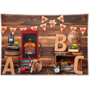 7x5ft Back to School ABC Letter Photography Backdrop | Welcome Kids, Classroom Party Supplies, Vintage Wooden House Banner, Kindergarten Photo Booth, Polyester, Grommets, 1PC in Saudi Arabia