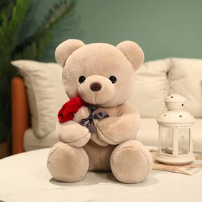 SHAFISH Cute Plush Rose Bear Stuffed Animal Teddy Bear Plush Toy Gift for Children and Girls (White, 45cm/17.7in)