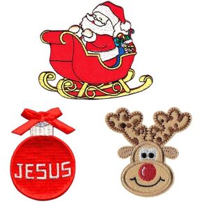 3 رقع مطرزة لعيد الميلاد، سانتا كلوز، الرنة يسوع الرنة على الخياطة على الملابس، رقع لطيفة للرجال والنساء والأطفال، رقع تزيين للملابس والأحذية والحقيبة والقبعة in Kuwait
