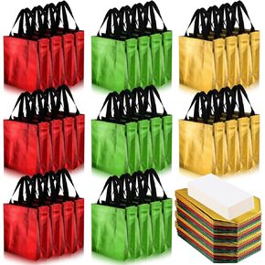 Paterr 72 Pieces Gift Bags Christmas Reusable Shiny Shopping Bags with Handles Medium Size Glossy Grocery Goodies Bags Bulk for Xmas Birthday Wedding Thanksgiving Party Favors, 10 x 8 x 4 Inch in Kuwait