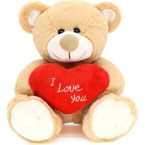 I Love You! 10'' Teddy Bear with Red Heart, Soft Plush Bear Doll Stuffed Animal Toys, Gifts for Her/Girlfriend Lover Mom Kids (Brown) in Kuwait