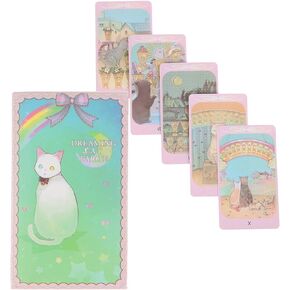 mrdiyshisha Dreaming Cat Tarot Deck، 78 بطاقة تارو لطيفة للمبتدئين، حجم الجيب (4.06 بوصة × 2.36 بوصة) in Kuwait