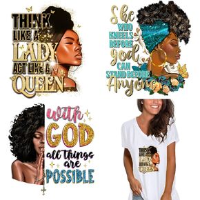 الفتيات السود الحديد على بقع الحرارة الصحافة الشارات للملابس تي شيرت 10 قطع النساء السود قابل للغسل تصميم نقل الحرارة ملصق in Kuwait