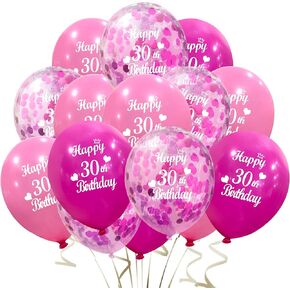 Jonhamwelbor Happy 10th Birthday Latex and Confetti Helium Balloons 30 Pcs 12 Inch Pink and Hot Pink Sweet 10 Year Old Double Digits Birthday Party Decorations for Girls in Saudi Arabia