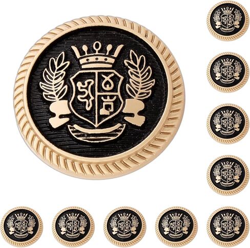 مجموعة ازرار بليزر معدنية - 10 قطع 20 ملم ازرار ذهبية للبليزر للرجال والنساء، ازرار سوداء لخياطة الجاكيتات والمعاطف الرياضية والبدلات والزي الرسمي والسويتر in Kuwait