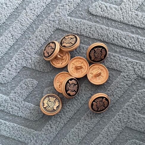 مجموعة ازرار بليزر معدنية - 10 قطع 20 ملم ازرار ذهبية للبليزر للرجال والنساء، ازرار سوداء لخياطة الجاكيتات والمعاطف الرياضية والبدلات والزي الرسمي والسويتر in Kuwait