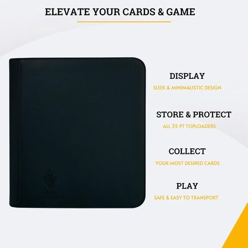 Card Guardian - Toploader 4 Pocket Premium Binder with Zipper for 160 Cards - Side Loaded Pockets - Compatible with Sports and Trading Cards TCG (Black) in Kuwait