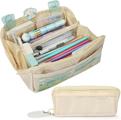 ERXIANGBO Large Capacity Pencil Case Cute Pen Bag with Zipper 2 Compartments Big Storage Aesthetic Stationery Pencil Pouch School College Office Organizer for Teen Girl Boy Men Women (White) in Saudi Arabia