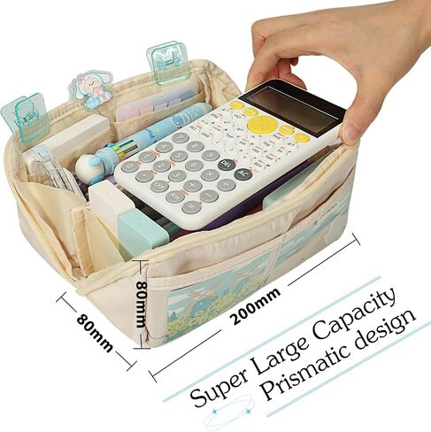ERXIANGBO Large Capacity Pencil Case Cute Pen Bag with Zipper 2 Compartments Big Storage Aesthetic Stationery Pencil Pouch School College Office Organizer for Teen Girl Boy Men Women (White) in Saudi Arabia