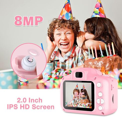 COKUTA Kids Camera for Girls, 1080P HD Toddlers Digital Video Record Camera for Birthday with 32GB SD Card, 2 Inch IPS Screen Toy Cameras for 3 4 5 6 7 8 9 Years Olds, Pink in Saudi Arabia
