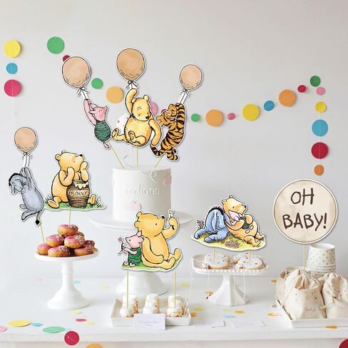 16 قطعة من القطع المركزية الكلاسيكية بنمط ذا بوه لتزيين حفلات استقبال المولود الجديد او بيبي ويني على العصي ولوازم زينة عيد ميلاد ويني in Kuwait