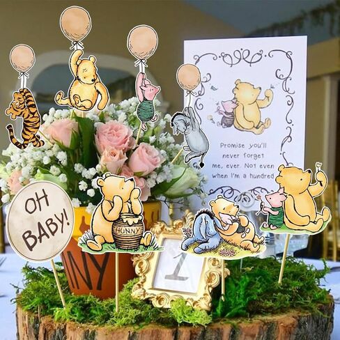 16 قطعة من القطع المركزية الكلاسيكية بنمط ذا بوه لتزيين حفلات استقبال المولود الجديد او بيبي ويني على العصي ولوازم زينة عيد ميلاد ويني in Kuwait