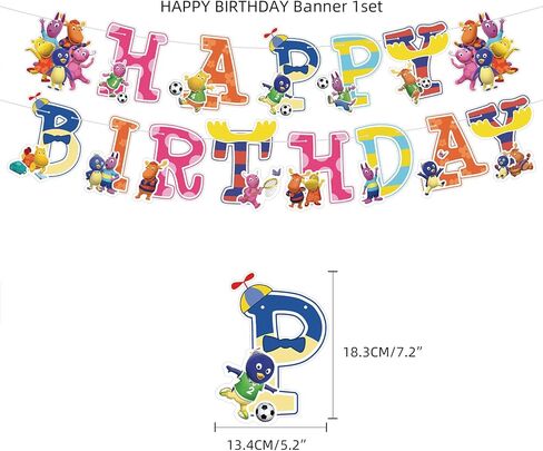 لوازم حفلات اعياد الميلاد من ذا باك يارديجانز تتضمن لافتة عيد ميلاد سعيد وبالونات لتزيين الكيك والكب كيك وديكور الحفلات الكرتونية in Kuwait