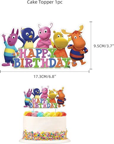 لوازم حفلات اعياد الميلاد من ذا باك يارديجانز تتضمن لافتة عيد ميلاد سعيد وبالونات لتزيين الكيك والكب كيك وديكور الحفلات الكرتونية in Kuwait