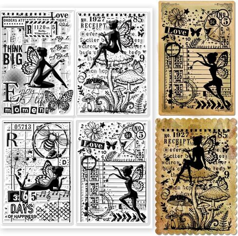 GLOBLELAND Vintage Fairy Leaves Clear Stamps for Cards Making Retro Text Background Silicone Clear Stamp Seals 8.3x11.7inch Transparent Stamps for DIY Scrapbooking Photo Album Journal Home Decoration in Saudi Arabia