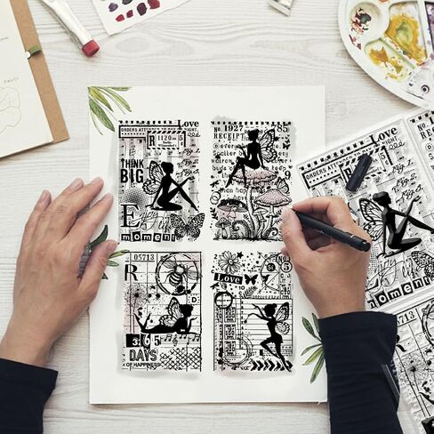GLOBLELAND Vintage Fairy Leaves Clear Stamps for Cards Making Retro Text Background Silicone Clear Stamp Seals 8.3x11.7inch Transparent Stamps for DIY Scrapbooking Photo Album Journal Home Decoration in Saudi Arabia