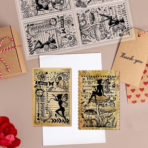 GLOBLELAND Vintage Fairy Leaves Clear Stamps for Cards Making Retro Text Background Silicone Clear Stamp Seals 8.3x11.7inch Transparent Stamps for DIY Scrapbooking Photo Album Journal Home Decoration in Saudi Arabia