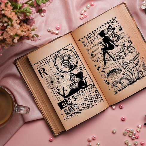GLOBLELAND Vintage Fairy Leaves Clear Stamps for Cards Making Retro Text Background Silicone Clear Stamp Seals 8.3x11.7inch Transparent Stamps for DIY Scrapbooking Photo Album Journal Home Decoration in Saudi Arabia