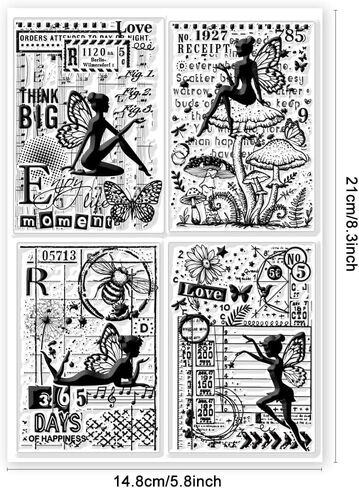 GLOBLELAND Vintage Fairy Leaves Clear Stamps for Cards Making Retro Text Background Silicone Clear Stamp Seals 8.3x11.7inch Transparent Stamps for DIY Scrapbooking Photo Album Journal Home Decoration in Saudi Arabia