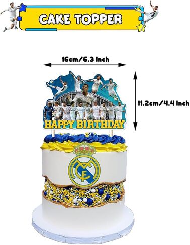 Real Madrid CF Cake Decorations, 25 PCS Soccer Theme Cupcake Toppers, Real Madrid Birthday Party Cake Decorations for Boys and Girls Fans Party Decorations in Kuwait