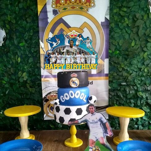 Real Madrid CF Cake Decorations, 25 PCS Soccer Theme Cupcake Toppers, Real Madrid Birthday Party Cake Decorations for Boys and Girls Fans Party Decorations in Kuwait