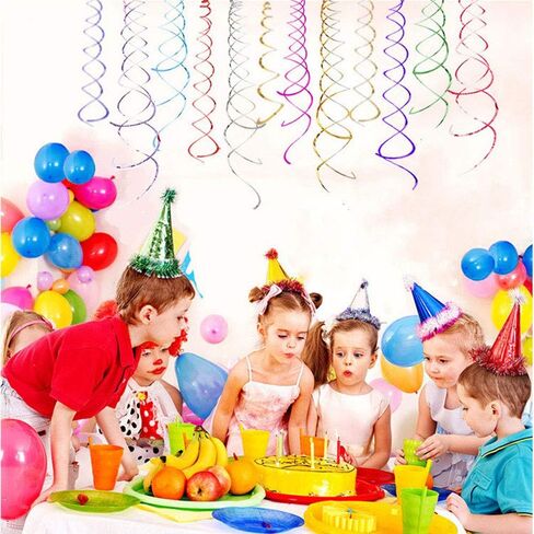 Hanging Spiral Swirl Decorations, Ceiling Decoration for Birthday, Graduation, Holiday Celebration Supplies Supper Longer 74cm/Pcs with Hook &Hem Decorative Hole -12 Pcs Black in Saudi Arabia