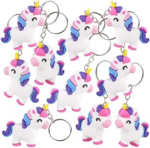 ArtCreativity Unicorn Rubber Keychains, Set of 12, Fun Key Chains for Backpack, Purse, Luggage, Unicorn Birthday Party Favors for Kids, Goodie Bag Fillers, Small Prizes for Boys and Girls in Saudi Arabia