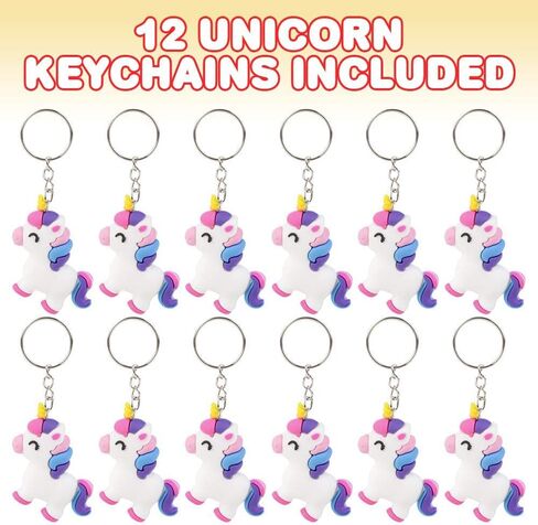 ArtCreativity Unicorn Rubber Keychains, Set of 12, Fun Key Chains for Backpack, Purse, Luggage, Unicorn Birthday Party Favors for Kids, Goodie Bag Fillers, Small Prizes for Boys and Girls in Saudi Arabia