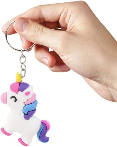 ArtCreativity Unicorn Rubber Keychains, Set of 12, Fun Key Chains for Backpack, Purse, Luggage, Unicorn Birthday Party Favors for Kids, Goodie Bag Fillers, Small Prizes for Boys and Girls in Saudi Arabia