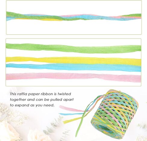 شريط jijAcraft الرافية، شريط ورق الرافية الملون بطول 262 قدمًا، 6 شريط من ورق الرافية الملون لتغليف الهدايا، والحرف اليدوية، والديكور بنفسك (أخضر داكن) in Kuwait