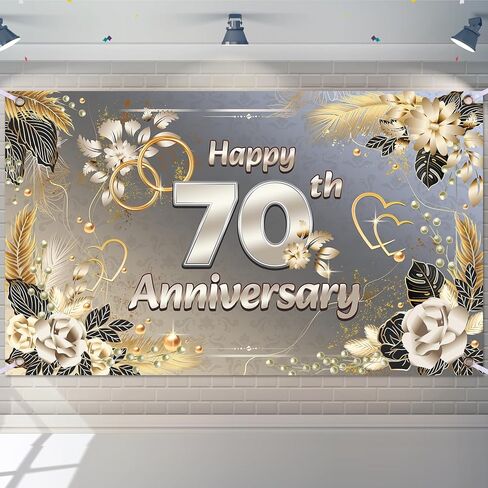 Bing-Haoze 70th Birthday Party Banner -Silver Birthday Decorations Party Supplies Perfect Decoration for Fun Celebrations！70.8x43.3 Inch（Silver） in Kuwait