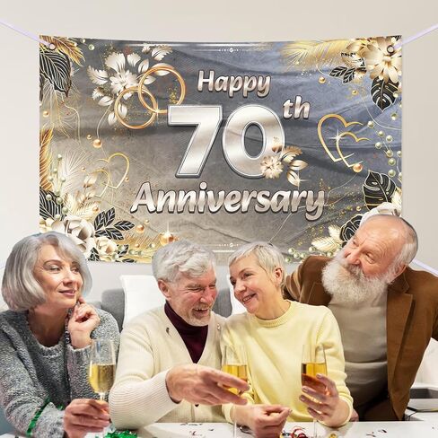 Bing-Haoze 70th Birthday Party Banner -Silver Birthday Decorations Party Supplies Perfect Decoration for Fun Celebrations！70.8x43.3 Inch（Silver） in Kuwait
