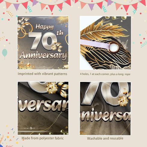 Bing-Haoze 70th Birthday Party Banner -Silver Birthday Decorations Party Supplies Perfect Decoration for Fun Celebrations！70.8x43.3 Inch（Silver） in Kuwait