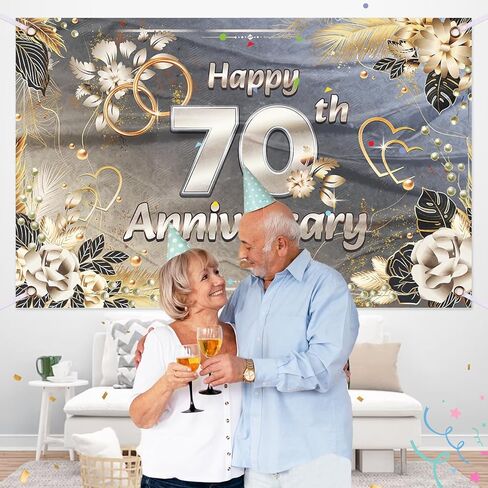 Bing-Haoze 70th Birthday Party Banner -Silver Birthday Decorations Party Supplies Perfect Decoration for Fun Celebrations！70.8x43.3 Inch（Silver） in Kuwait