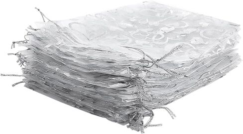PH PandaHall 100 قطعة 5x7 بوصة أكياس أورجانزا مطبوعة على شكل قلب أرجواني حقائب هدايا حقائب مجوهرات حقائب شبكية شفافة برباط هدايا الزفاف حقيبة حلوى لعيد الحب بيع الأم مهرجان حفلة عيد الميلاد in Saudi Arabia
